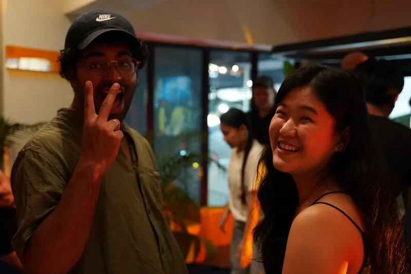 Two guests smile for the camera during Taiwan Digital Night in Kaohsiung