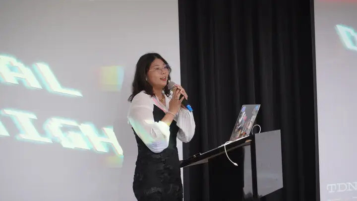 On stage at the podium — Taiwan Digital Night 2025 — Taipei