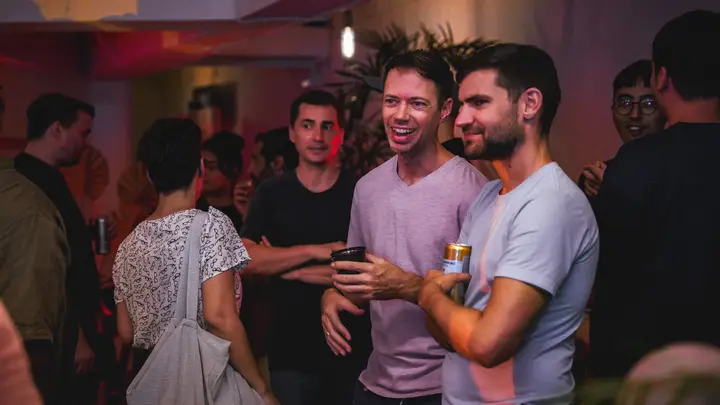 Laughing, drinks in hand — Taiwan Digital Night in Kaohsiung