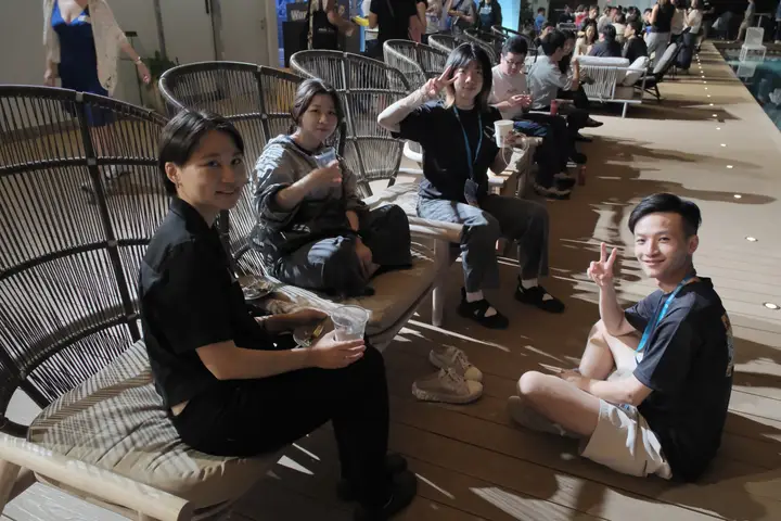 Peace signs from the rattan chairs — Taiwan Digital Night 2025 — Kaohsiung